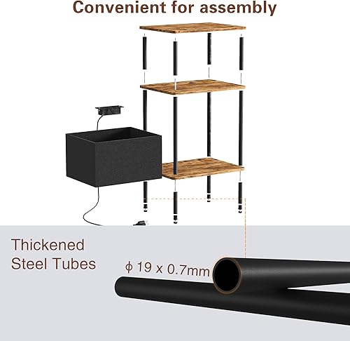 Miniatura 6 de Mesa auxiliar pequeña con estación de carga, mesa auxiliar para espacios pequeños, mesita de noche delgada con tomacorriente, sofá junto a la mesa,