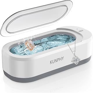 KUNPHY 350ml Ultrasonic Jewelry Cleaner 46kHz - Professional Sonic Cleaner for Rings, Glasses, Jewelry, Dentures - One-Touch Quiet Operation