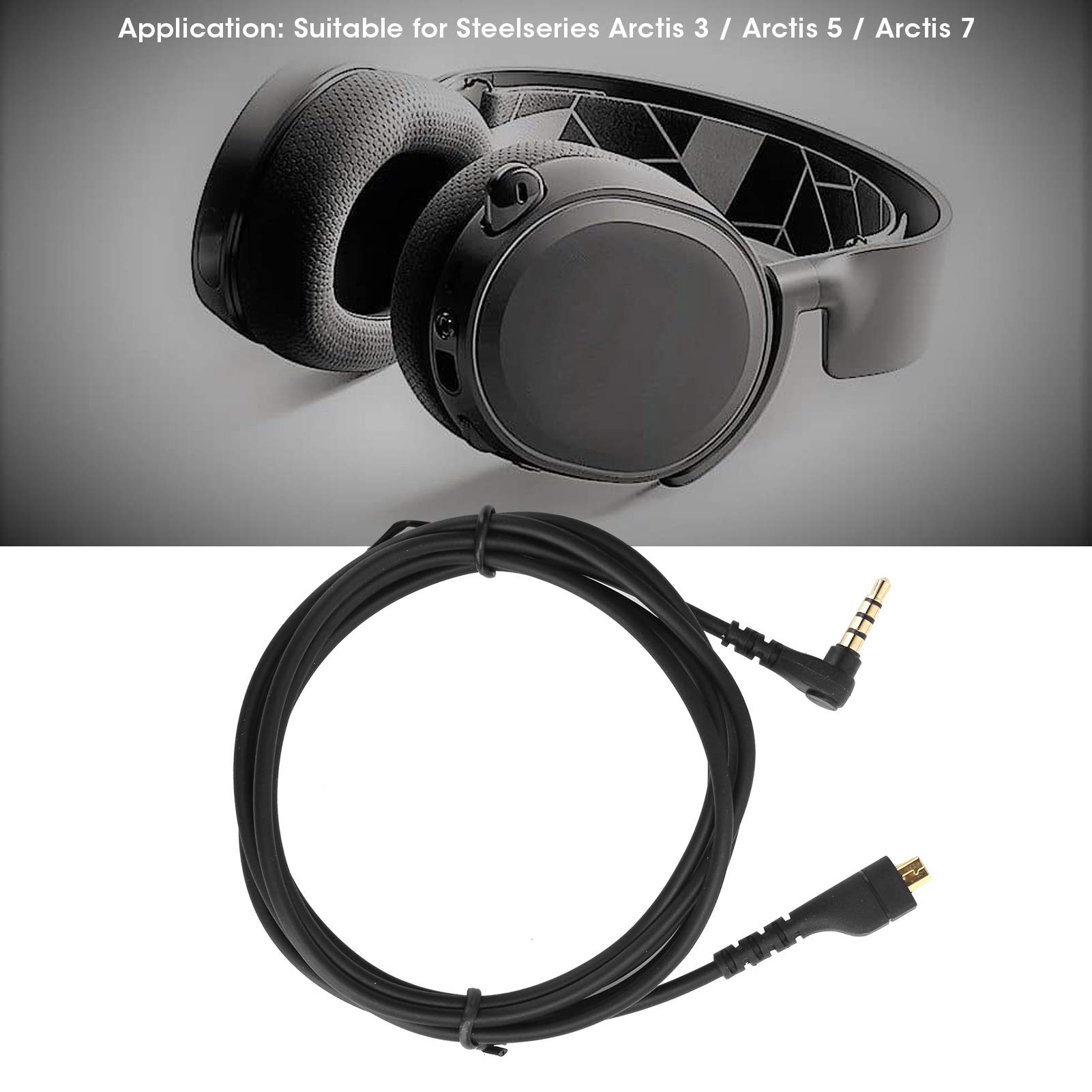 Zapasowy kabel audio do SteelSeries Arctis 3/5/7, przedłużacz zestawu słuchawkowego do gier dla Steelseries Arctis 3 / Arctis 5 / Arctis 7, 1,5 m / 4,9 stopy