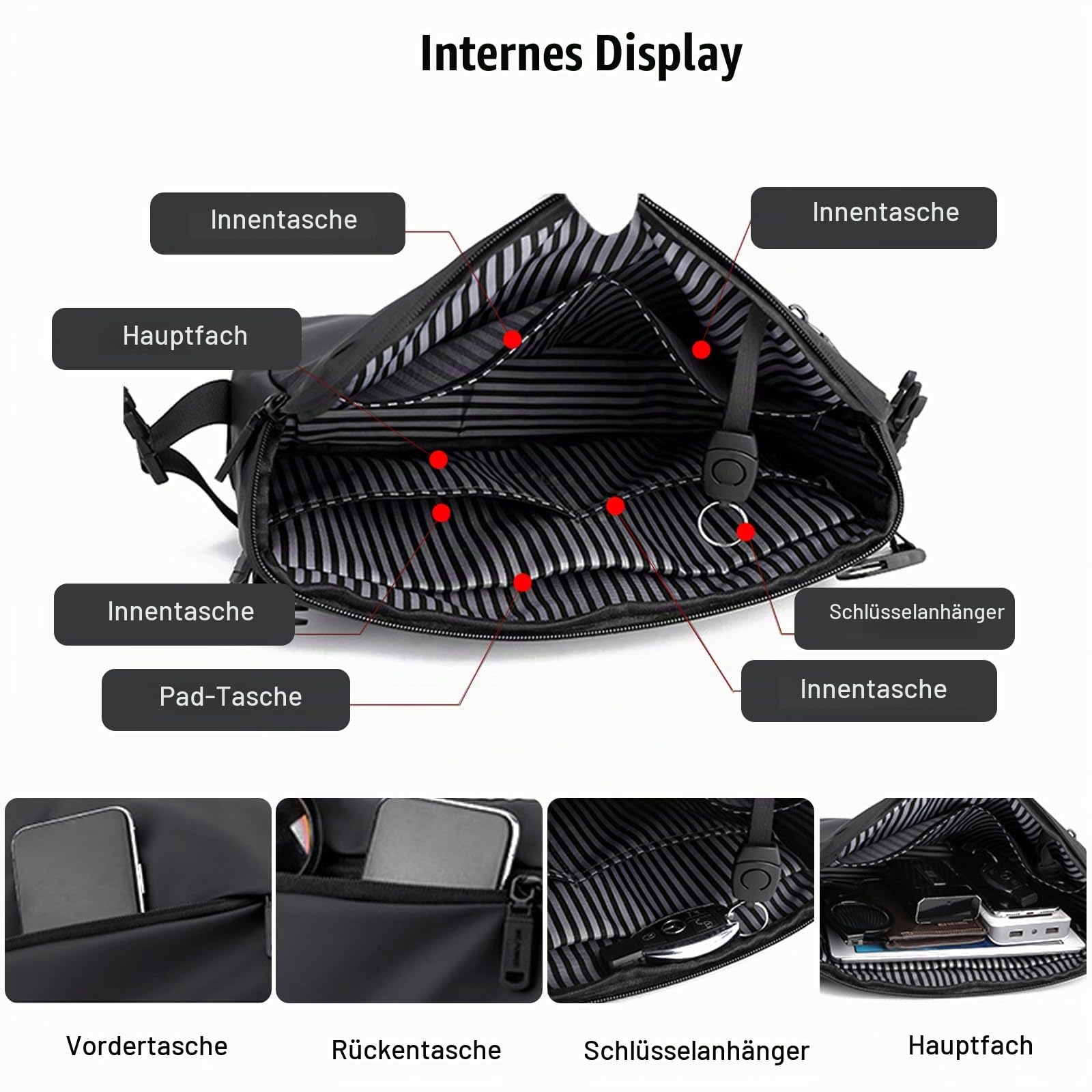FANDARE Ultraleich Umhängetasche Herren Schultertasche Männer Hängetasche Arbeitstasche Nylon Messenger Bag für Alltag Freizeit Arbeit Büro Reisen Schule Wasserdicht Herren-Schultertaschen Dunkelblau