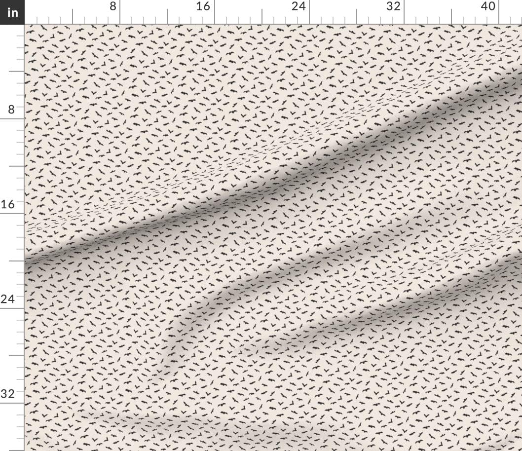 Spoonflower Fabric - Mini Micro Small Halloween Black Bats White Prints Printed on Petal Signature Cotton Fabric Fat Quarter - Sewing Quilting Apparel Crafts Decor
