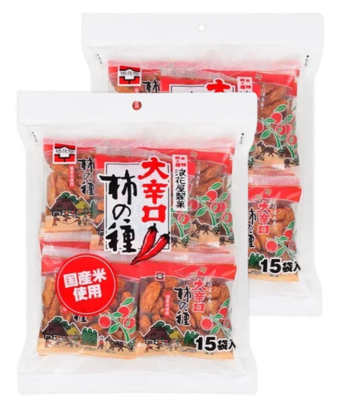 Amazon.co.jp: 元祖 浪花屋 大辛口柿の種 徳用袋（16g×14袋 )×2袋