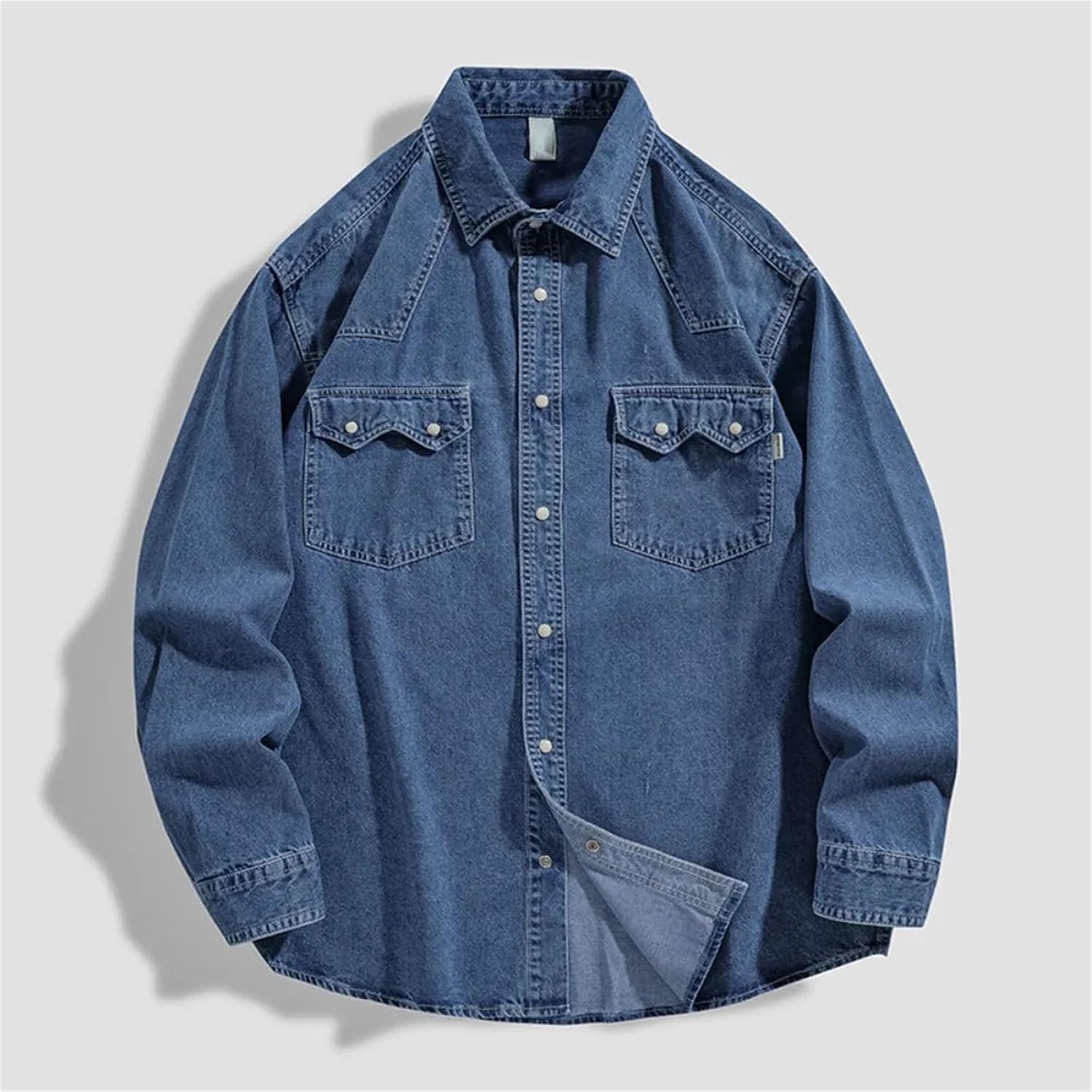 Men Denim Shirt Japanese Retro Loose Long Sleeve Casual Simple Versatile Fashion Top