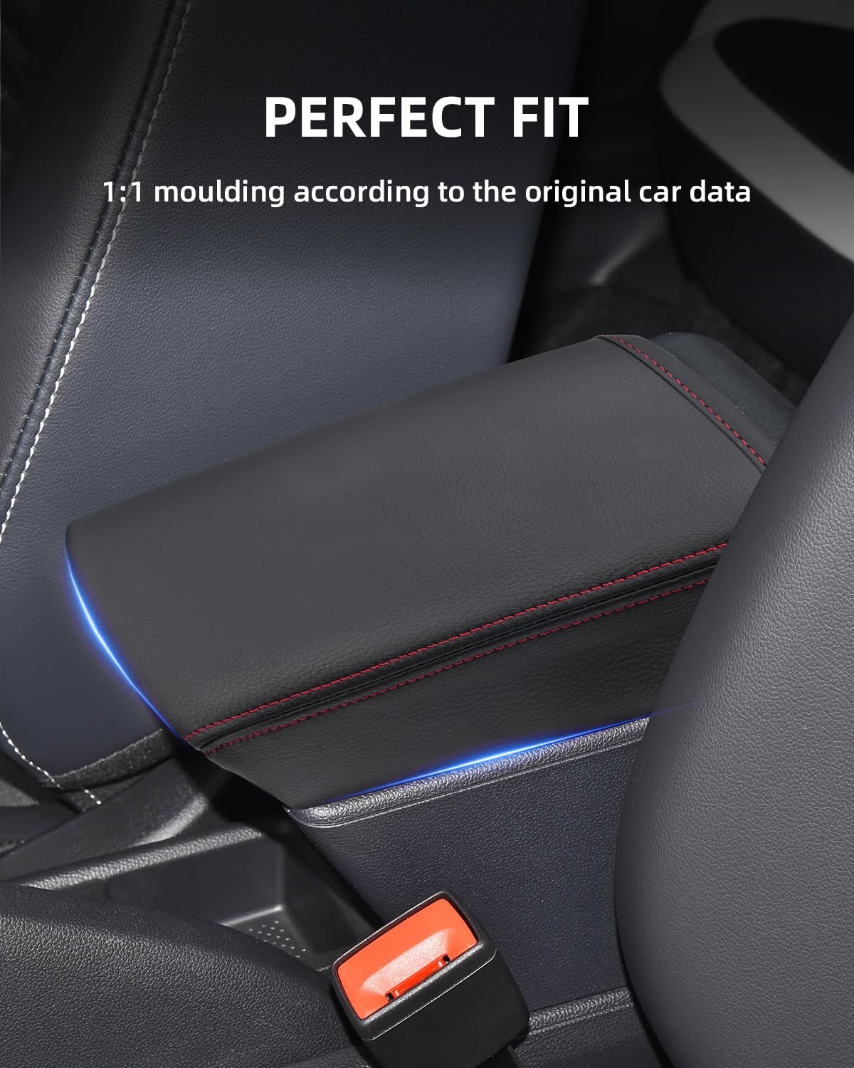 Copribracciolo per VW Polo MK6 2018-2025, Custodia di Protezione del Bracciolo Console Centrale in Pelle PU, Seat Ibiza Arona Copertura Bracciolo Accessori per Alzare il Bracciolo, Rosso