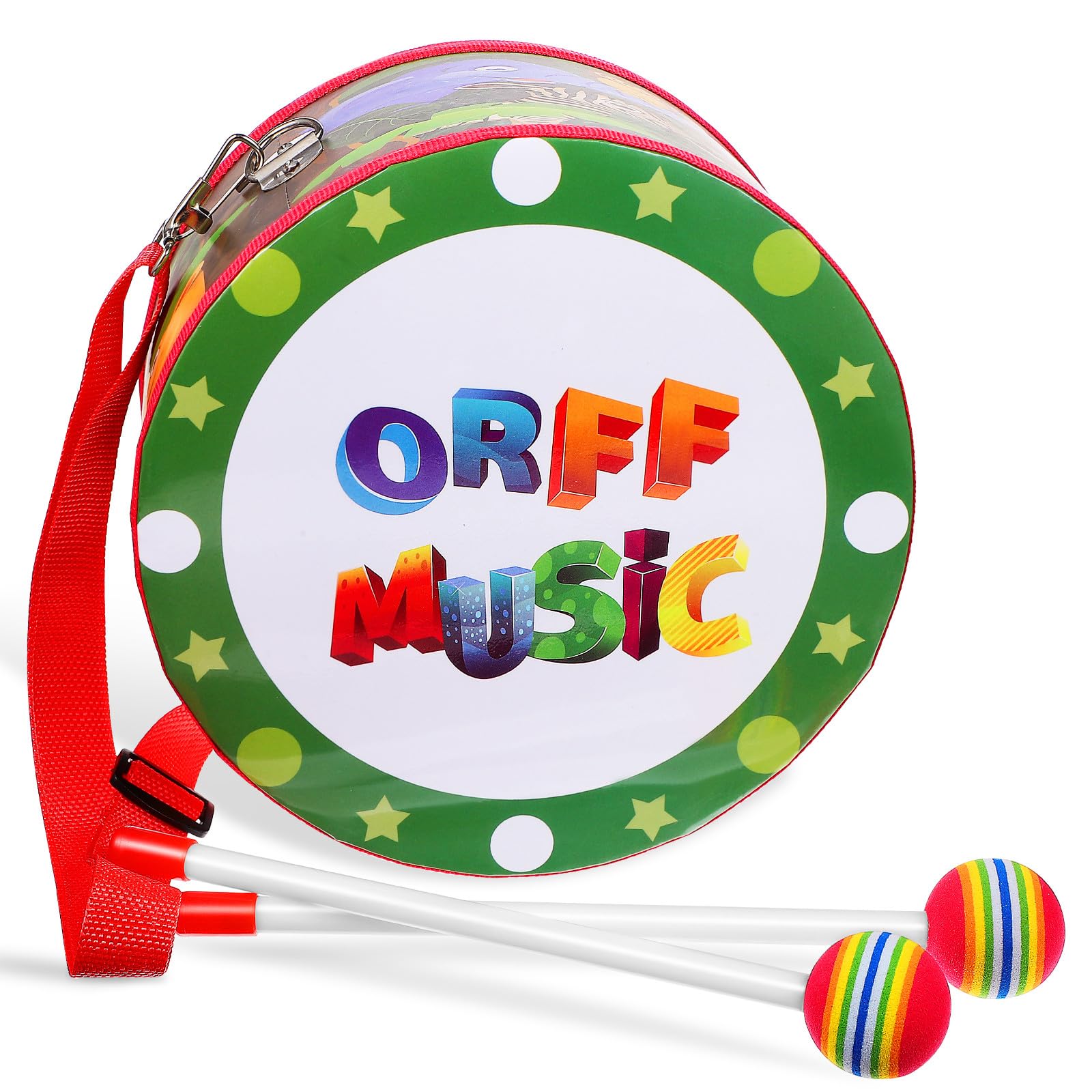 Tamburo Giocattolo per Bambini con Bacchette in Legno Strumento Musicale Educativo per Indoor e Outdoor