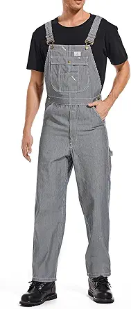 HISEA Men's Denim Bib Overall, Mens Relaxed Fit Overall Midweight Workwear with Adjustable Straps and Convenient Tool Pockets