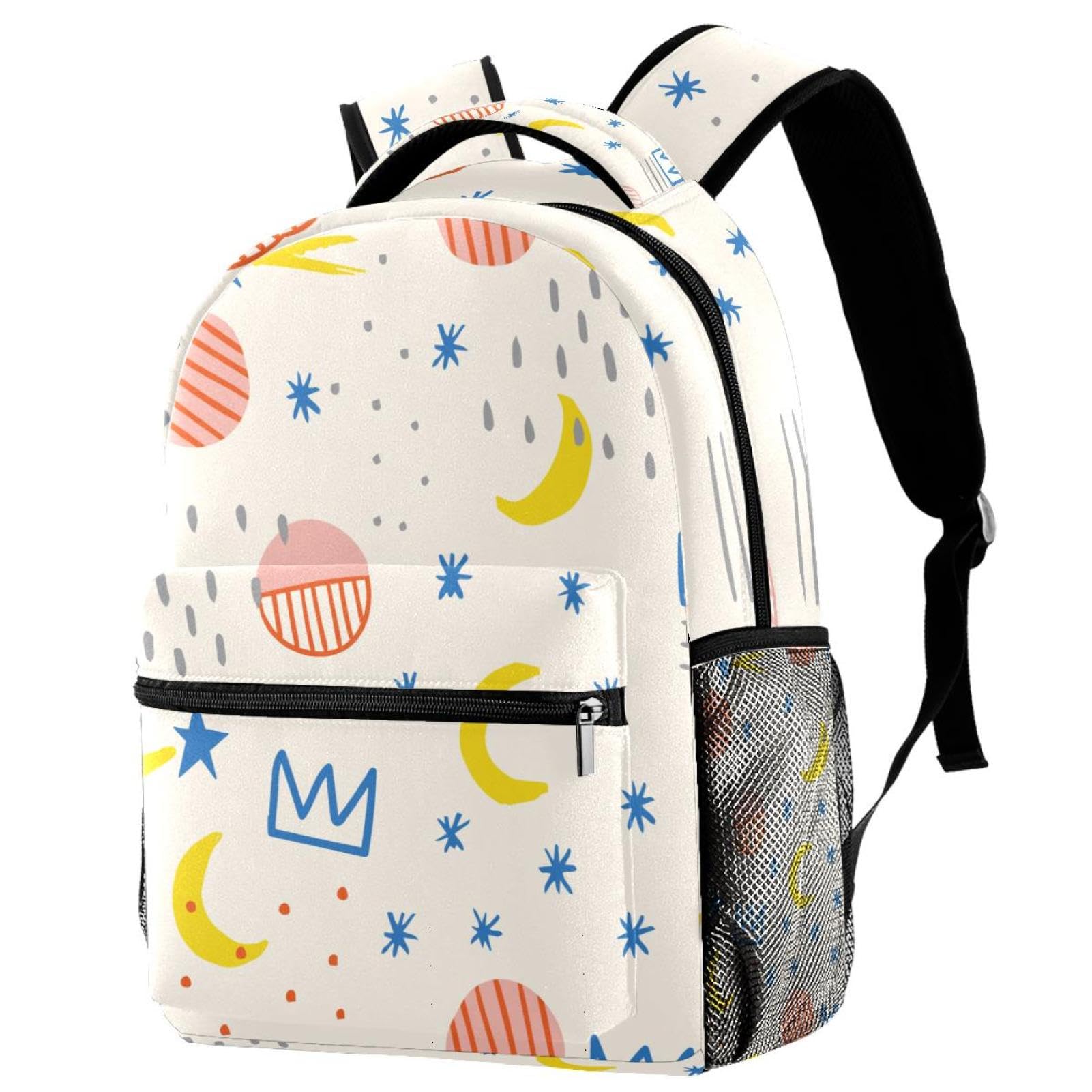 Sac d'école étoiles et lunes au design multicolore unique et format compact - 7