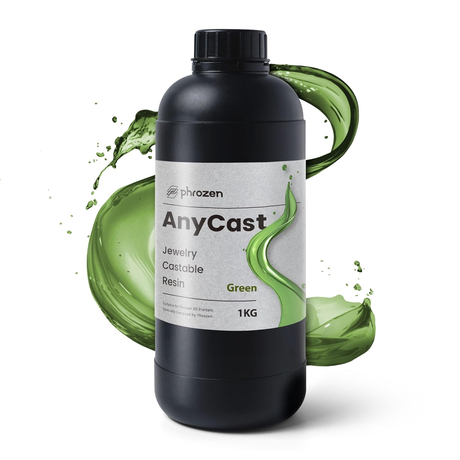 Phrozen AnyCast Jewelry Castable 3D Printing Resin, 60% Wax Content for High-Precision & Smooth-Surface Casting in Small to Large Jewelry Designs, Green (1KG)