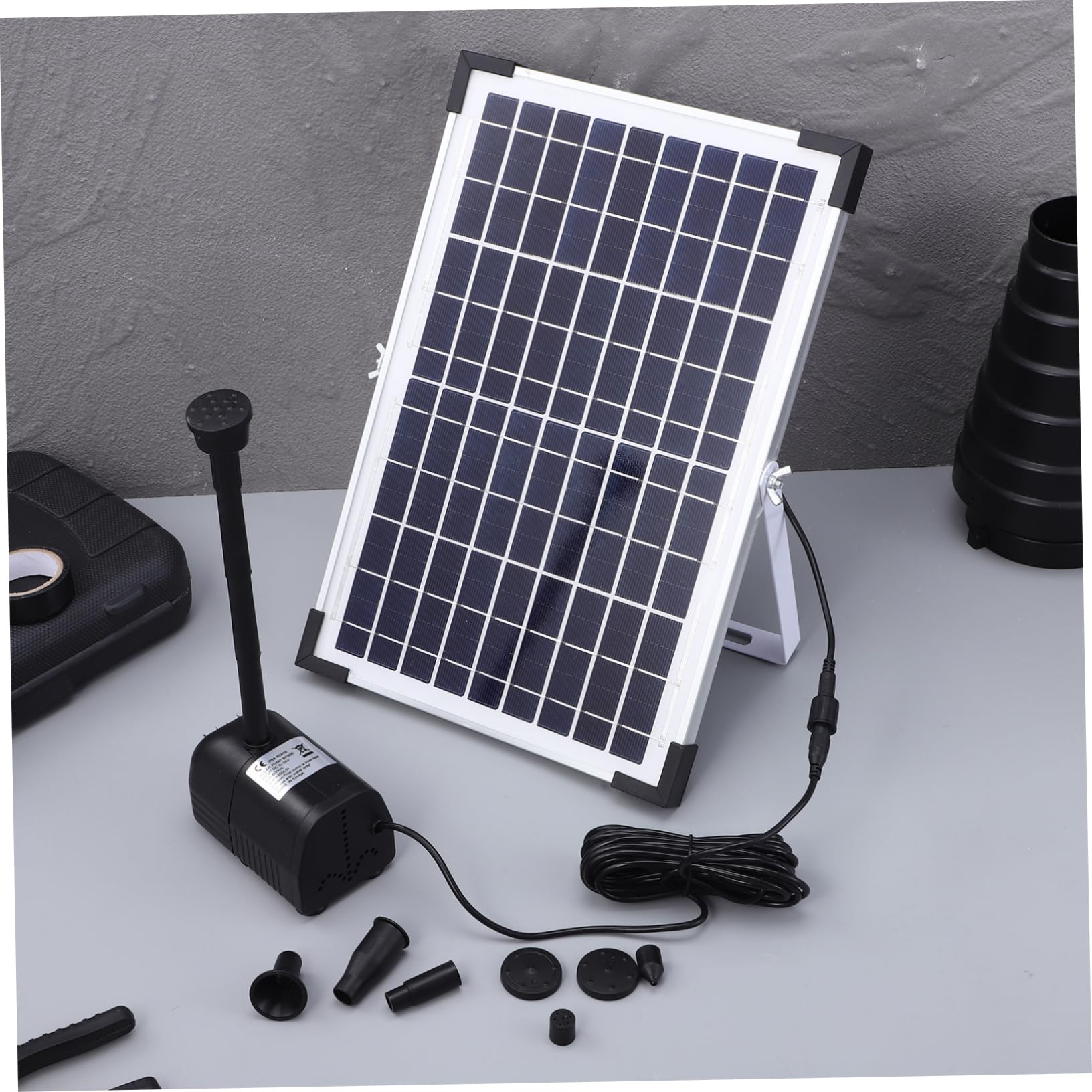 Pompa Fontana Solare 12w in Abs Nera per Giardino Esterno | Capacità 1350l/h, Angoli Regolabili, Costruzione Robusta, Kit Bsv-sp100