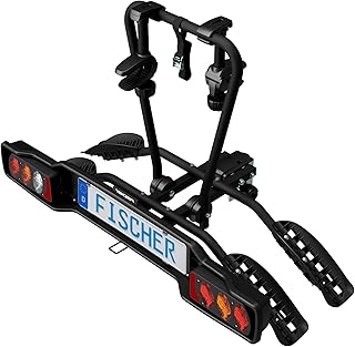 FISCHER Kupplungs-Fahrradträger SmartLine Black, für 2 Fahrräder bis 50 kg Nutzlast, für Anhängerkupplung, abklappbar, teilmontiert, mit integriertem Rahmenschutz
