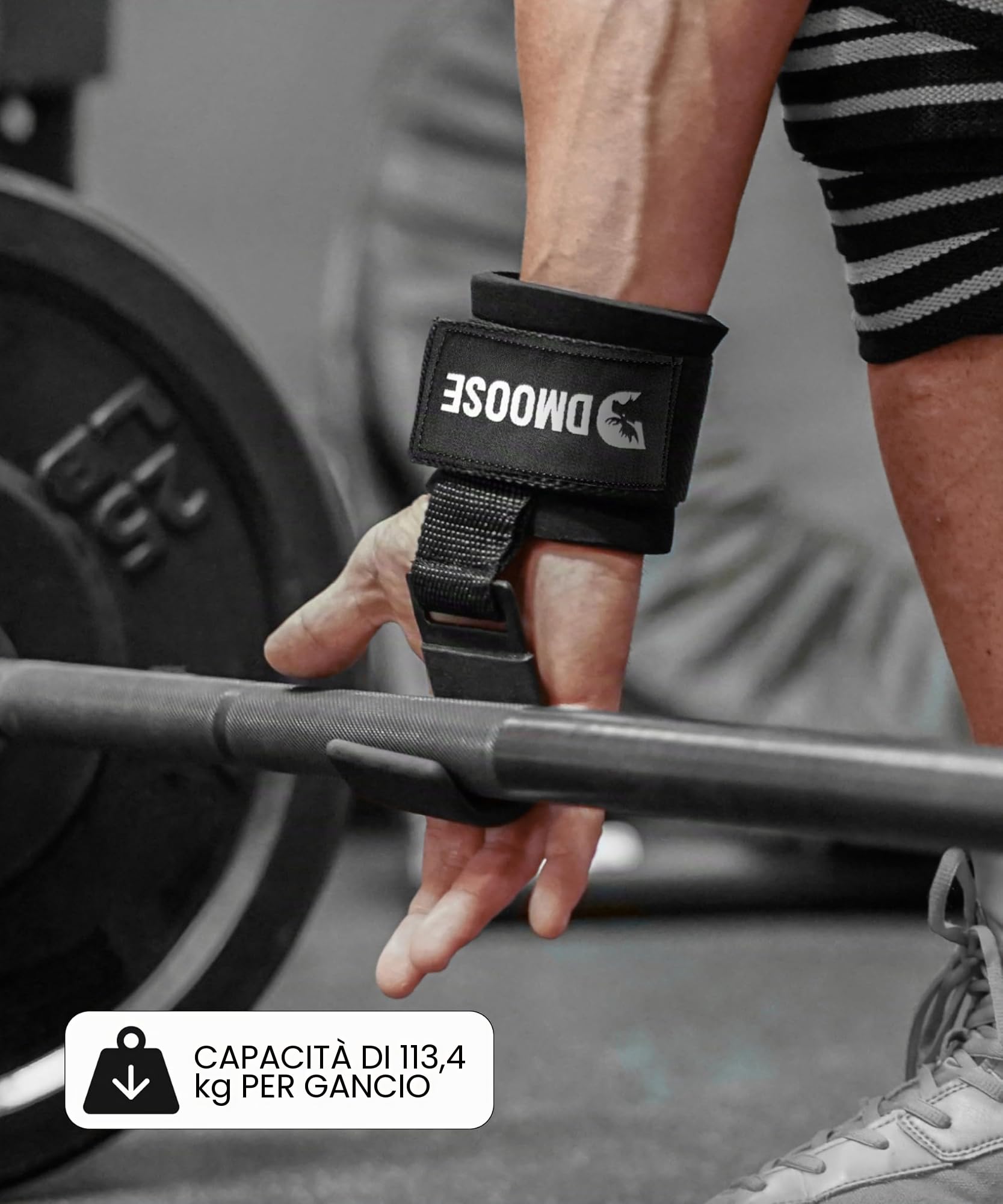 DMoose Fitness Ganci Per Sollevamento Pesi(Paio) Per Stacchi Da Terra, Cinturino In Nylon Con Imbottitura Spessa - Cinturini Per Polsi Resistenti Per Sollevamento Pesi E Allenamenti In Palestra