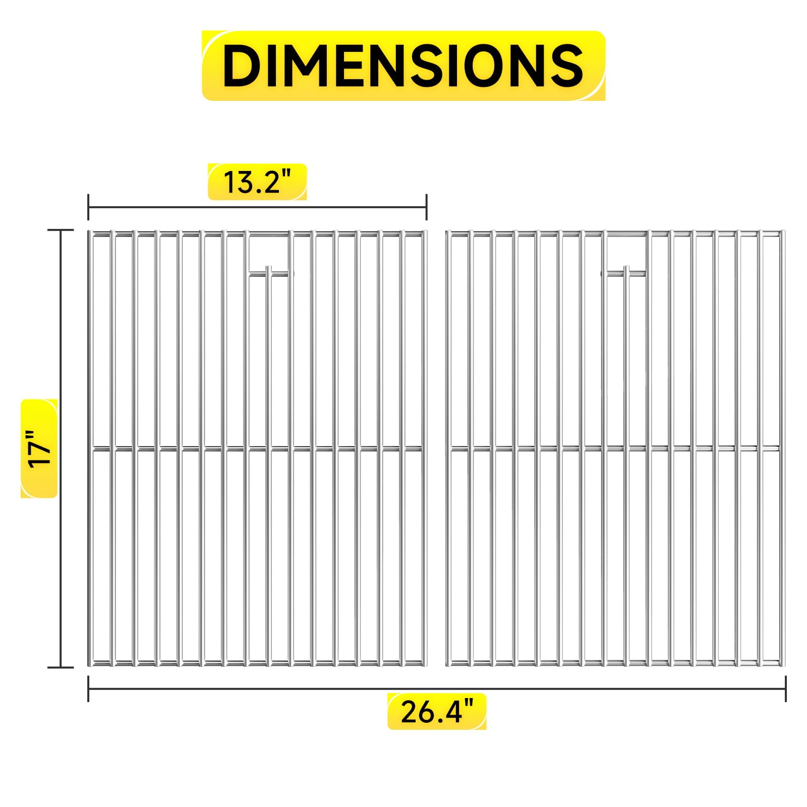 Ruszt do gotowania ze stali nierdzewnej 43 cm do Home Depot Nexgrill 720-0830H, 720-0830D, 720-0783E, 720-0783C, wytrzymałe części zamienne do grilla Kenmore Uniflame GBC981, 2 szt