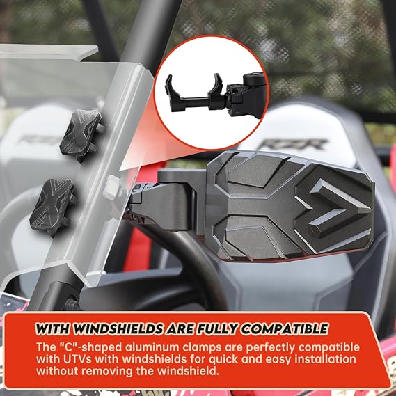 SHEJISI UTV Side Mirrors,UTV Mirror Automatic Folding and Resetting in The Event of Collision,Fits 1.5-2Roll Bars Compatible with Polaris RZR,Can Am X3, Honda Pioneer, Kawasaki Mule, Cfmoto Zforce