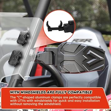 SHEJISI UTV Side Mirrors,UTV Mirror Automatic Folding and Resetting in The Event of Collision,Fits 1.5-2Roll Bars Compatible with Polaris RZR,Can Am X3, Honda Pioneer, Kawasaki Mule, Cfmoto Zforce