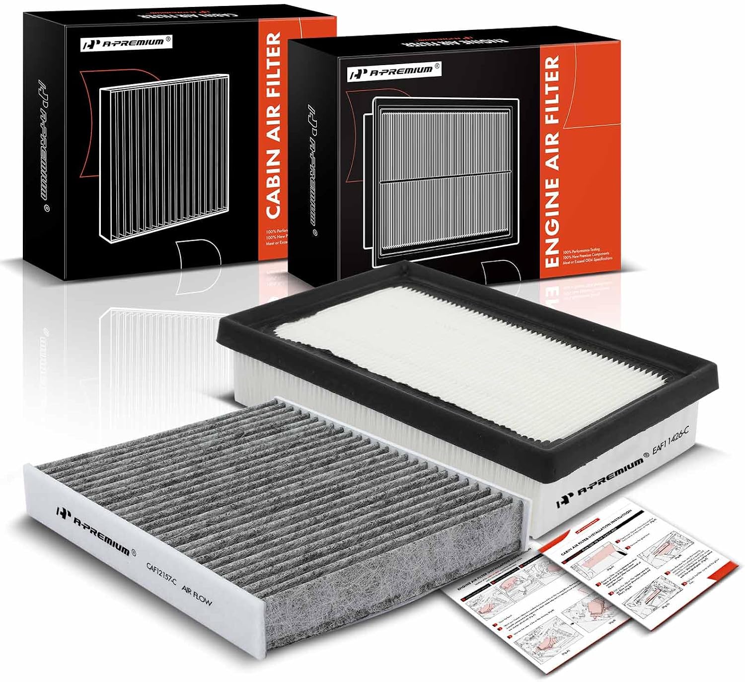 Amazon.com: A-Premium 2-PC Engine & Cabin Air Filter with Activated ...