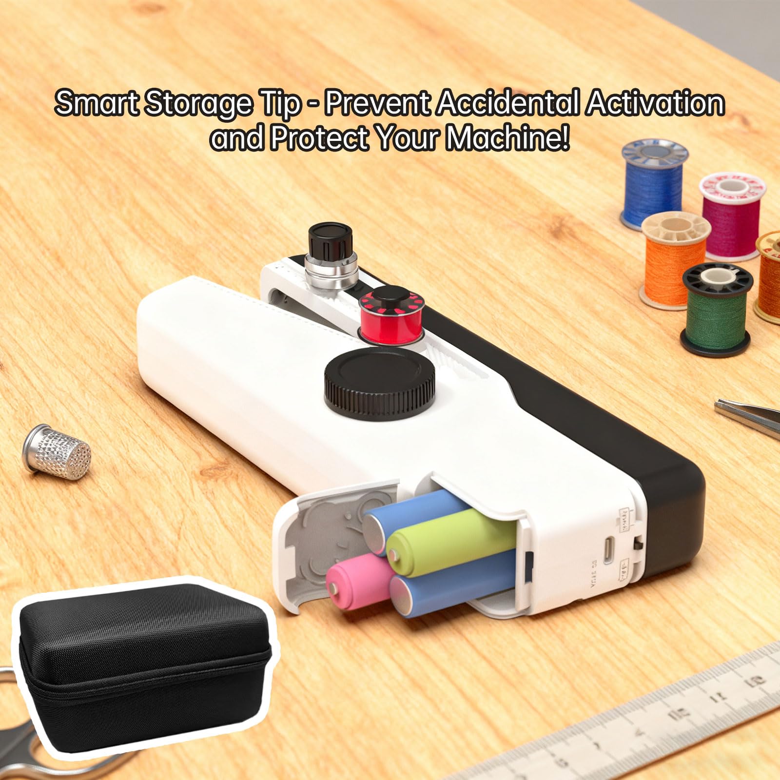 SwiftStitch Pro 3 - Máquina de coser de mano, mini kit de costura portátil de 2 velocidades con estuche de almacenamiento, modo de alimentación dual, máquina de coser para principiantes, reparación