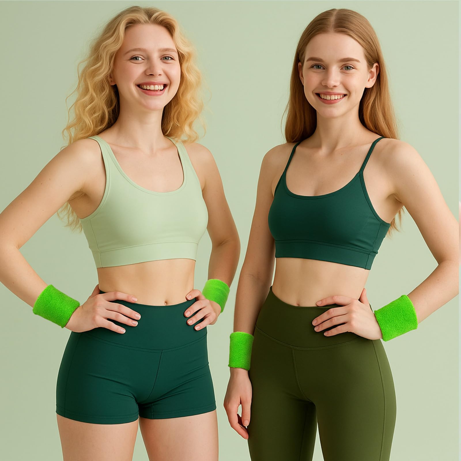 Set di fasce per il sudore al neon per uomini e donne, set di fascia sportiva in spugna di cotone da basket, tennis, fascia per sudore per costumi di Halloween anni '80 e '90, cosplay, festa