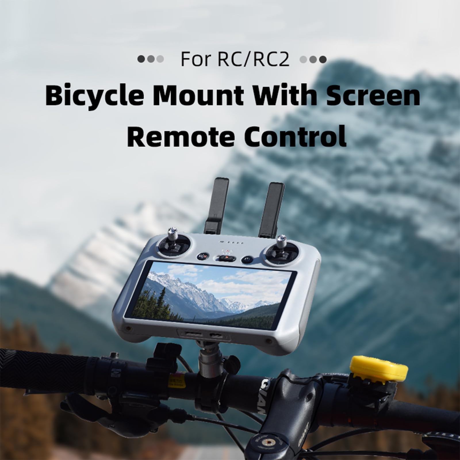 wtohoby Drone RC Control Bike Mount for DJI RC/RC 2 Remote Flip/AIR 3S/Air 3/Mini 4 Pro/Mini 3/Mini 3 Pro Screen Remote 1/4 inch Screw Port Tripod Mount Neck Lanyard Adapter Bike Base Accessory