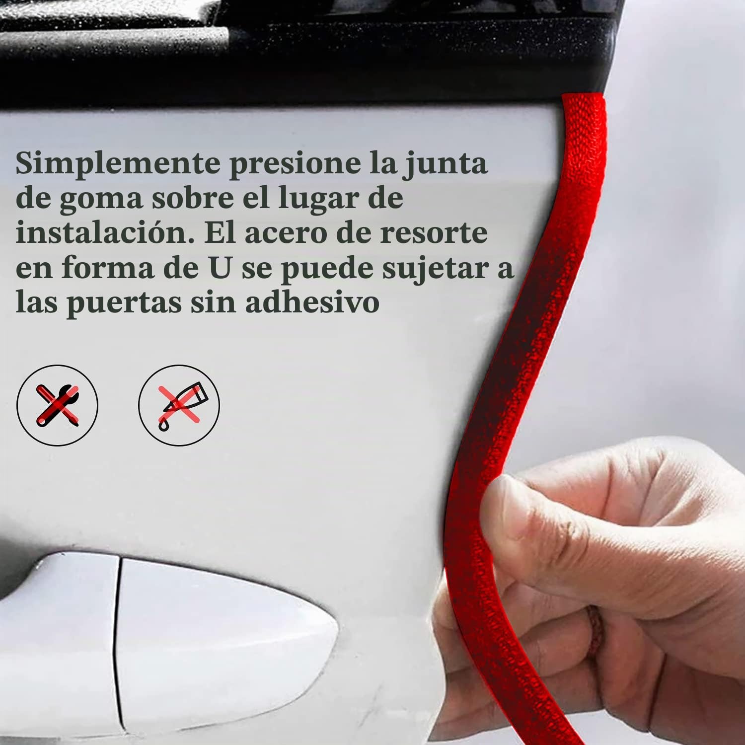 EFUTURETIME 12 m Protección de Bordes para Puerta de Coche, Perfil Protector de Borde de Goma y Metal, Protección de Bordes en Forma de U, para la Mayoría de Los Coches, Rojo