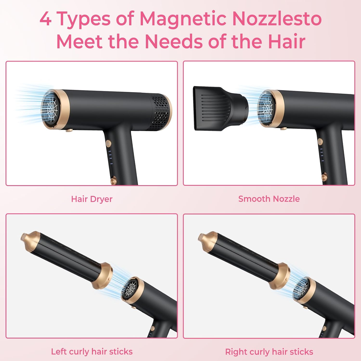 Hair Dryer 3 in 1 Hot Air Styler, 2000 W Ionic Blow Dryer, Lightweight Compact Hairdryer for Travel, Long Barrel Airflow Auto Wrap Curler for Quick Styling, Fast Drying, Coolshot (Black) - Image 6