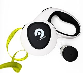 Snuggle Paws Ausziehbare Hundeleine 5m – Kompakt & Leicht: LED-Lampe, Integrierter Kotbeutelspender, Anti-Kau-Stahlseil, Reflektierendes Nylonband | Rollleine für kleine Hunde bis 20 kg