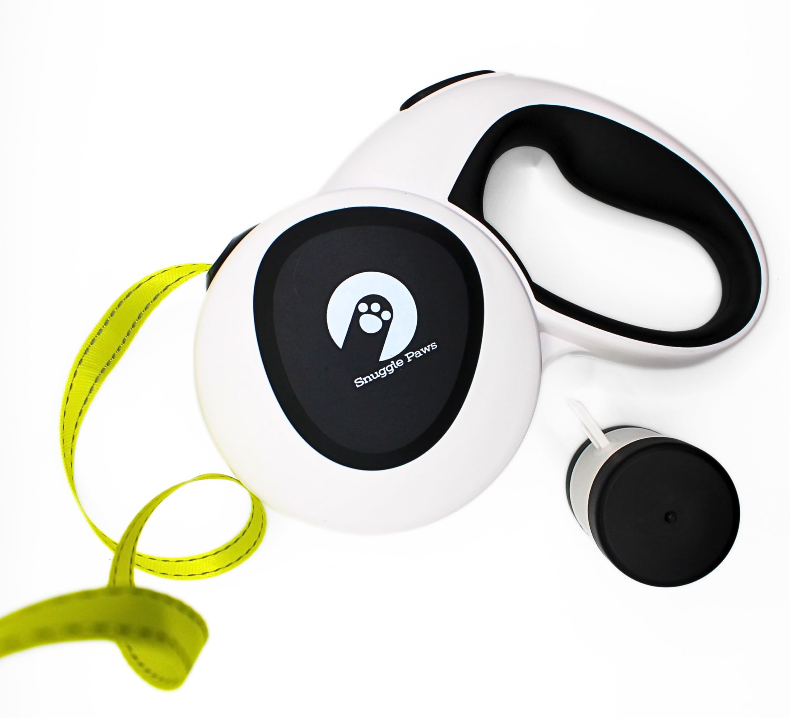 Snuggle Paws Ausziehbare Hundeleine 5m – Kompakt & Leicht: LED-Lampe, Integrierter Kotbeutelspender, Anti-Kau-Stahlseil, Reflektierendes Nylonband | Rollleine für kleine Hunde bis 20 kg