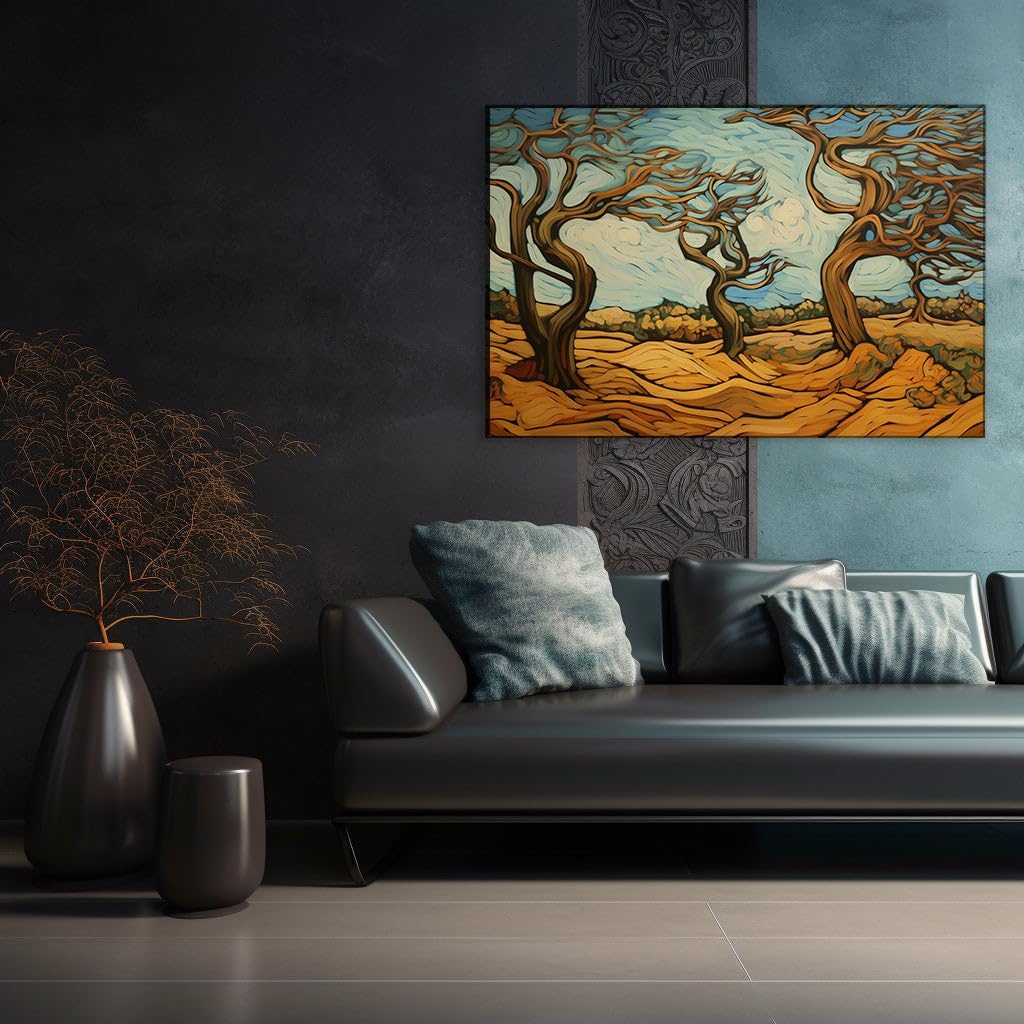 Canvas for Living room. Survivors in Solitude: The Lone Trees of a Desert Mirage, 27 x 18 inch Canvas Wall Art - Surrealistic Visions - Modern Home Decor - 69x46 cm (27x18 inch)