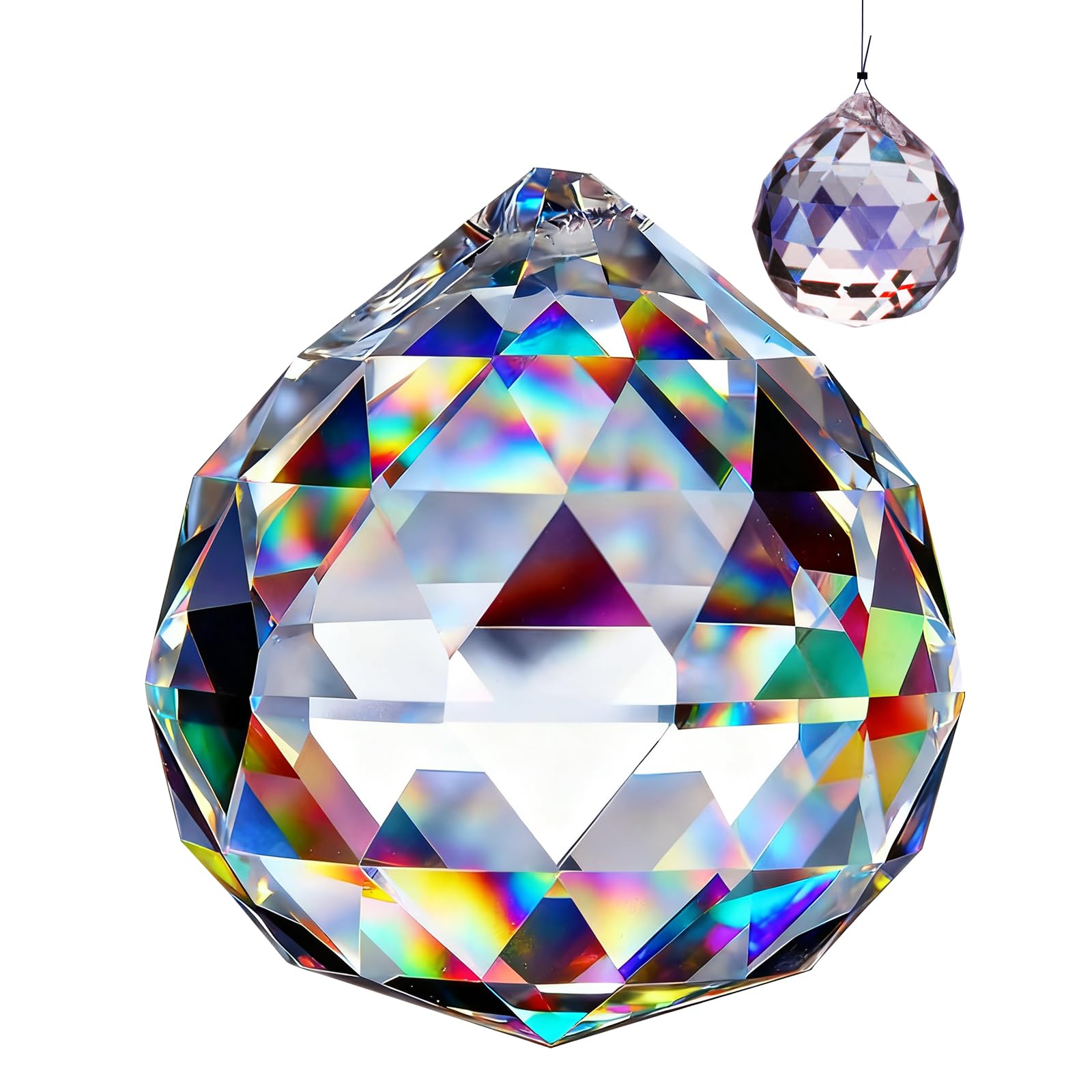 Duzapku Translucent Clear Crystal Hanging Ball, Feng Shui Prism, Crystal Suncatcher, Hanging Drop Chandelier Part For Home Decor Gifting Good Luck (80Mm)