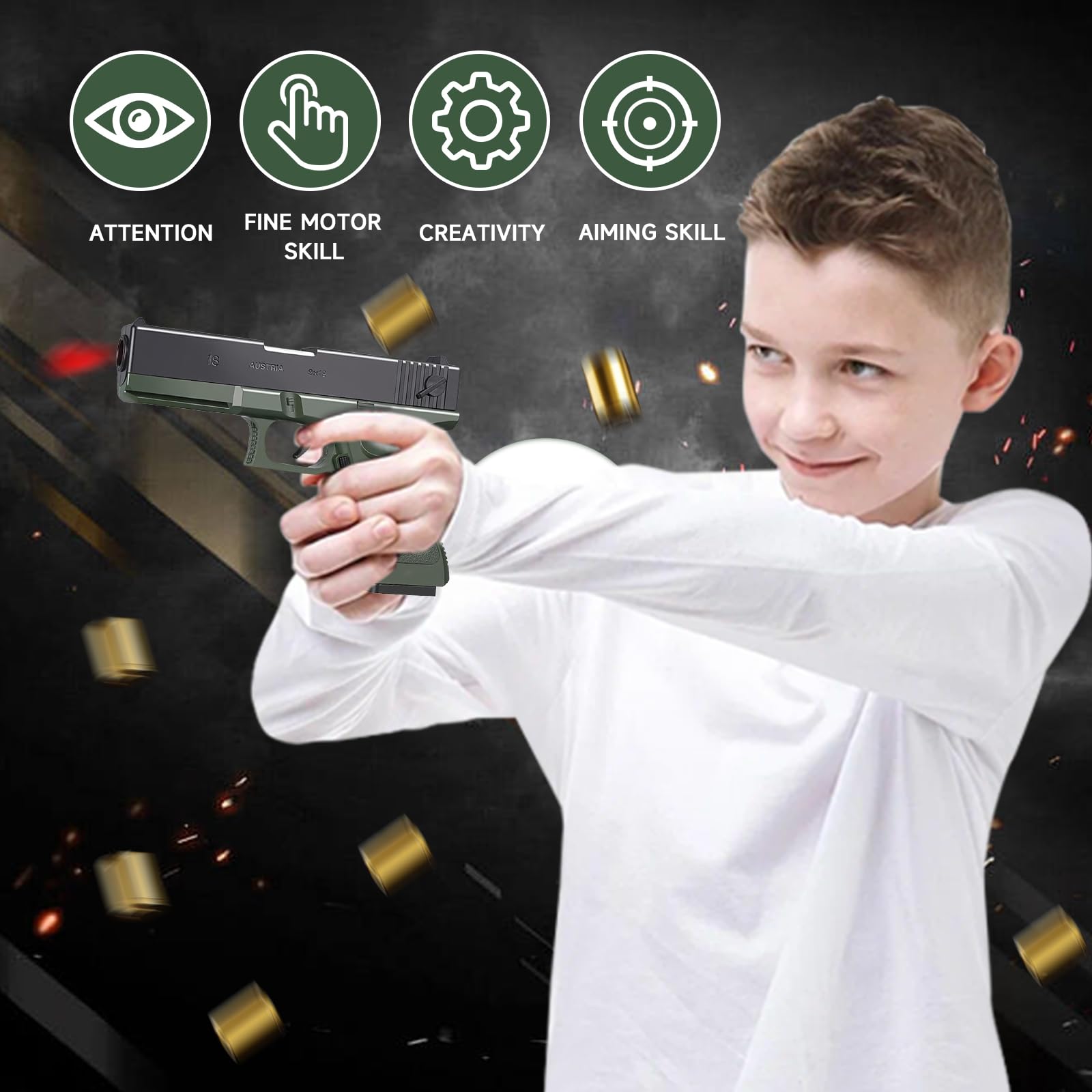 Pistola Giocattolo Realistica, Pistole Giocattolo di Schiuma Blaster a Proiettile Morbido, Soft Bullet Toy Gun Desert Eagle per il Gioco All'interno e All'aperto, Regali di Compleanno per 14+
