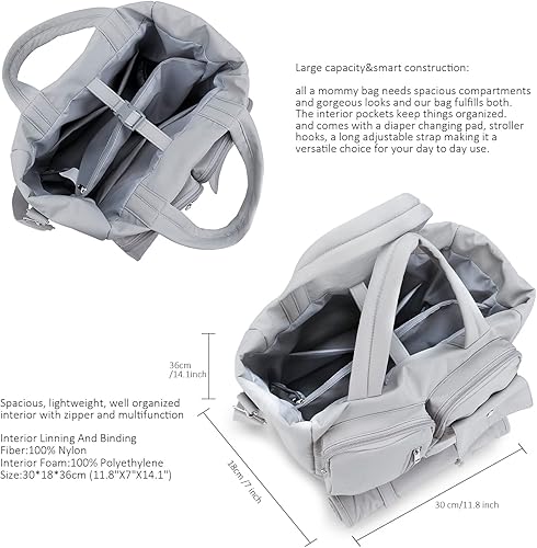 Miniatura 4 de Bolsa de pañales con estuche para chupete y cambiador de estación, bolso de mensajero multifunción para fin de semana, bolsa de bebé