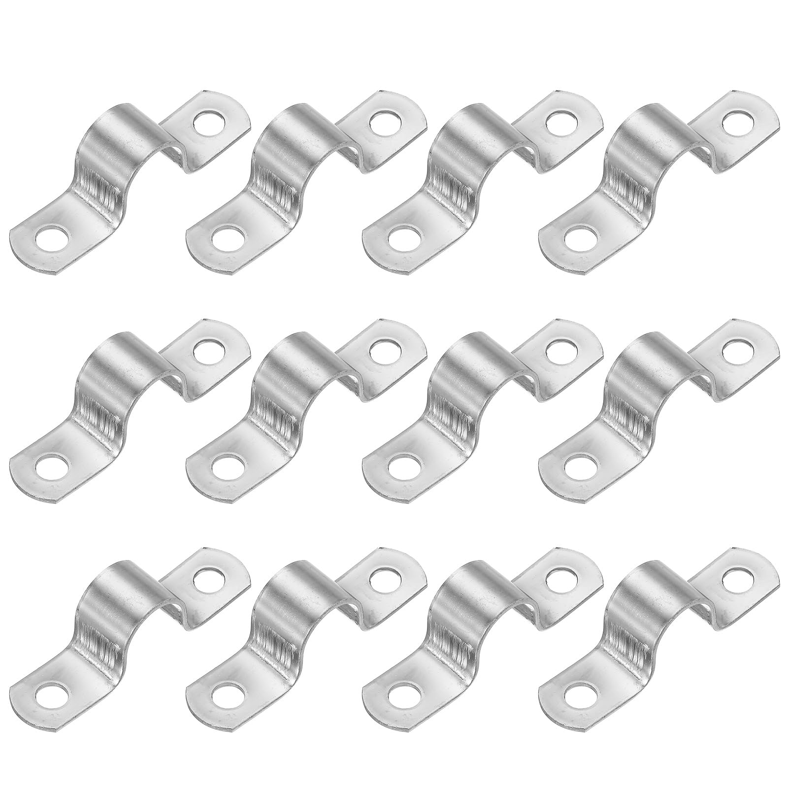 PATIKIL 14mm Rigid Pipe Strap, 12 Pcs 304 Stainless Steel Conduit Clamp 2 Hole Thicken U Bracket Pipe Clamp Tube Strap for Pipe Cable Wire Fixing, (5/9")