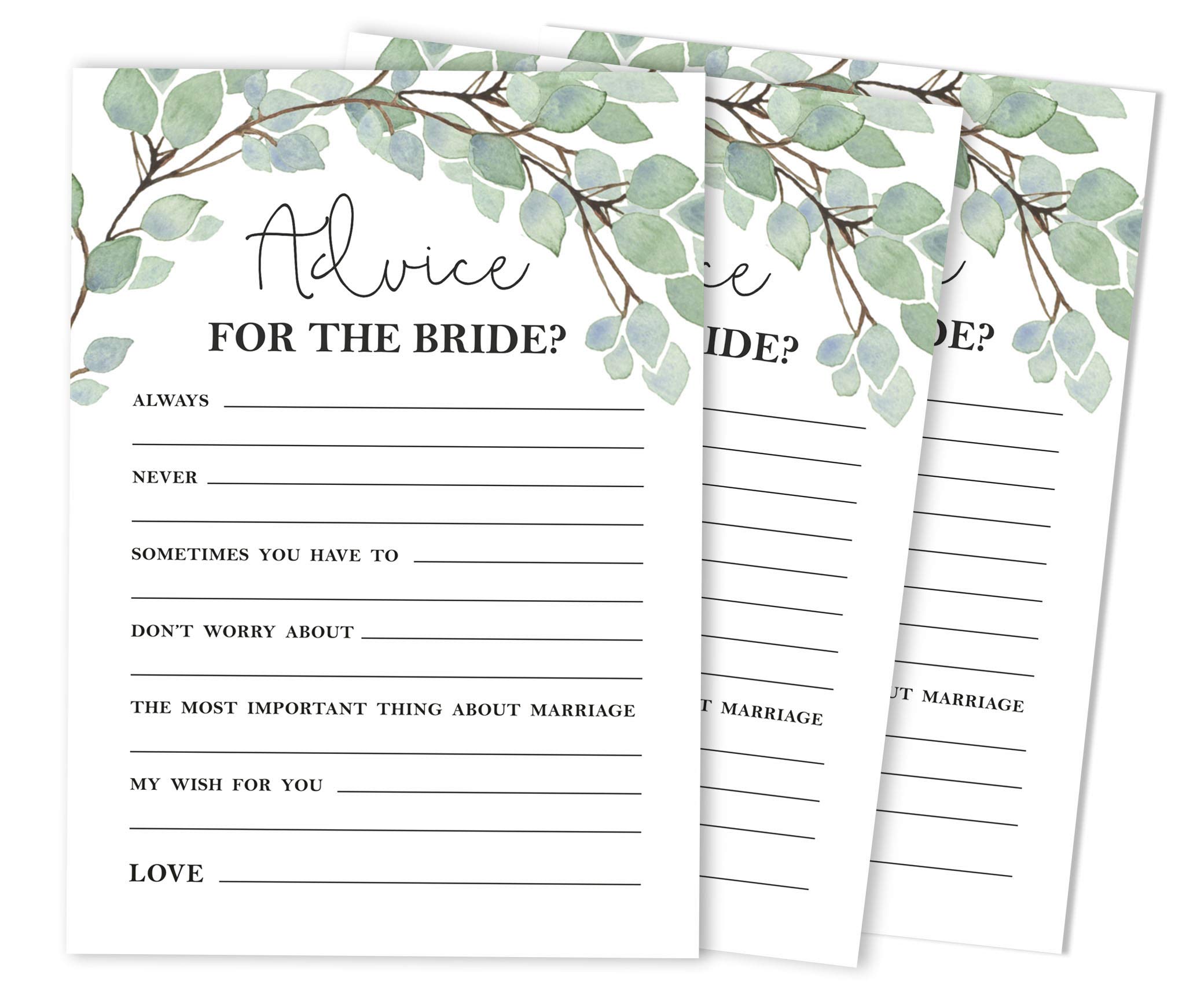 Bridal Shower Games Advice for The Bride Set of 50 Greenery Mad Libs Game Activity Cards