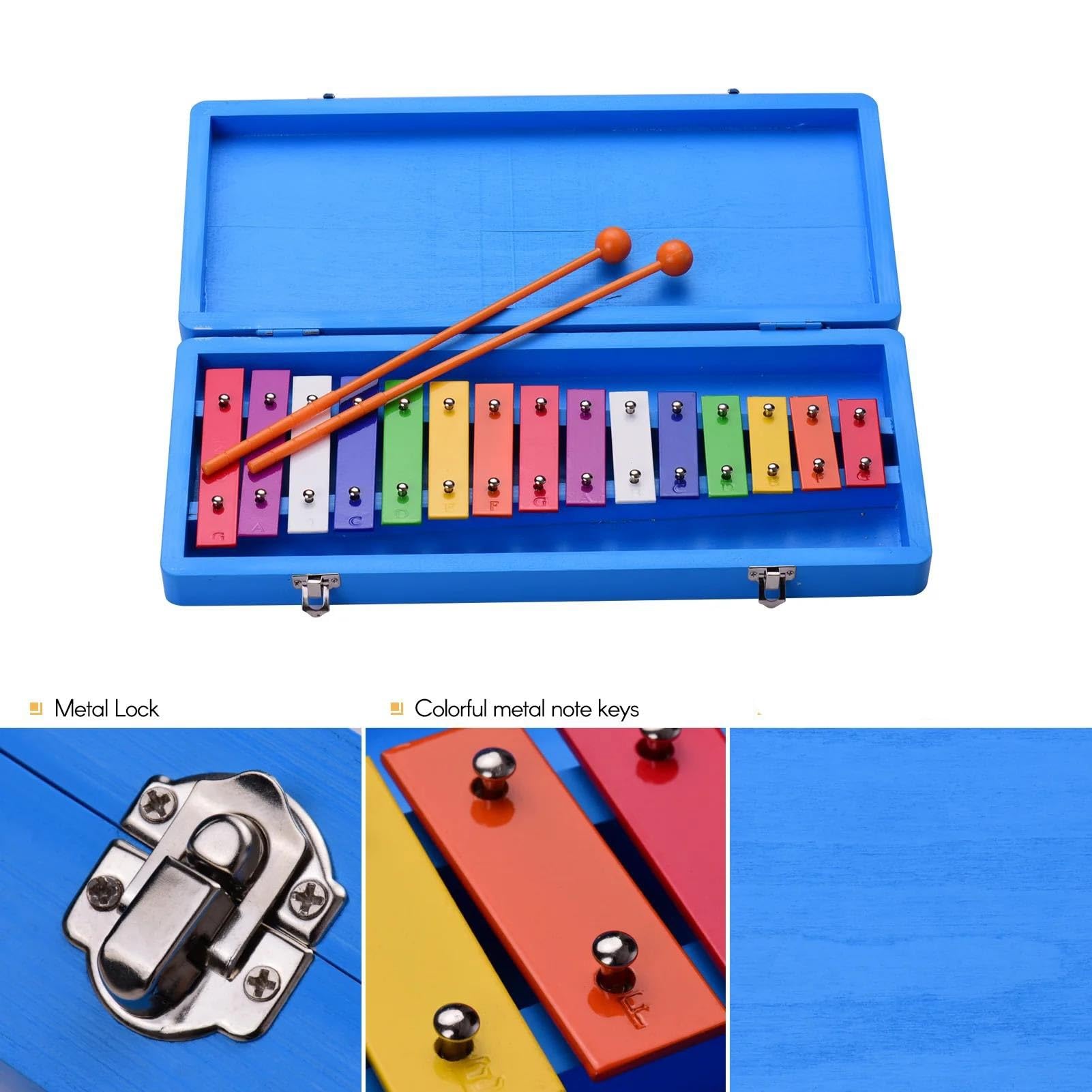 Professionnel Xylophone Xylophone Glockenspiel À 15 Touches Instrument De Percussion Musicale Coloré Avec Étui Maillets