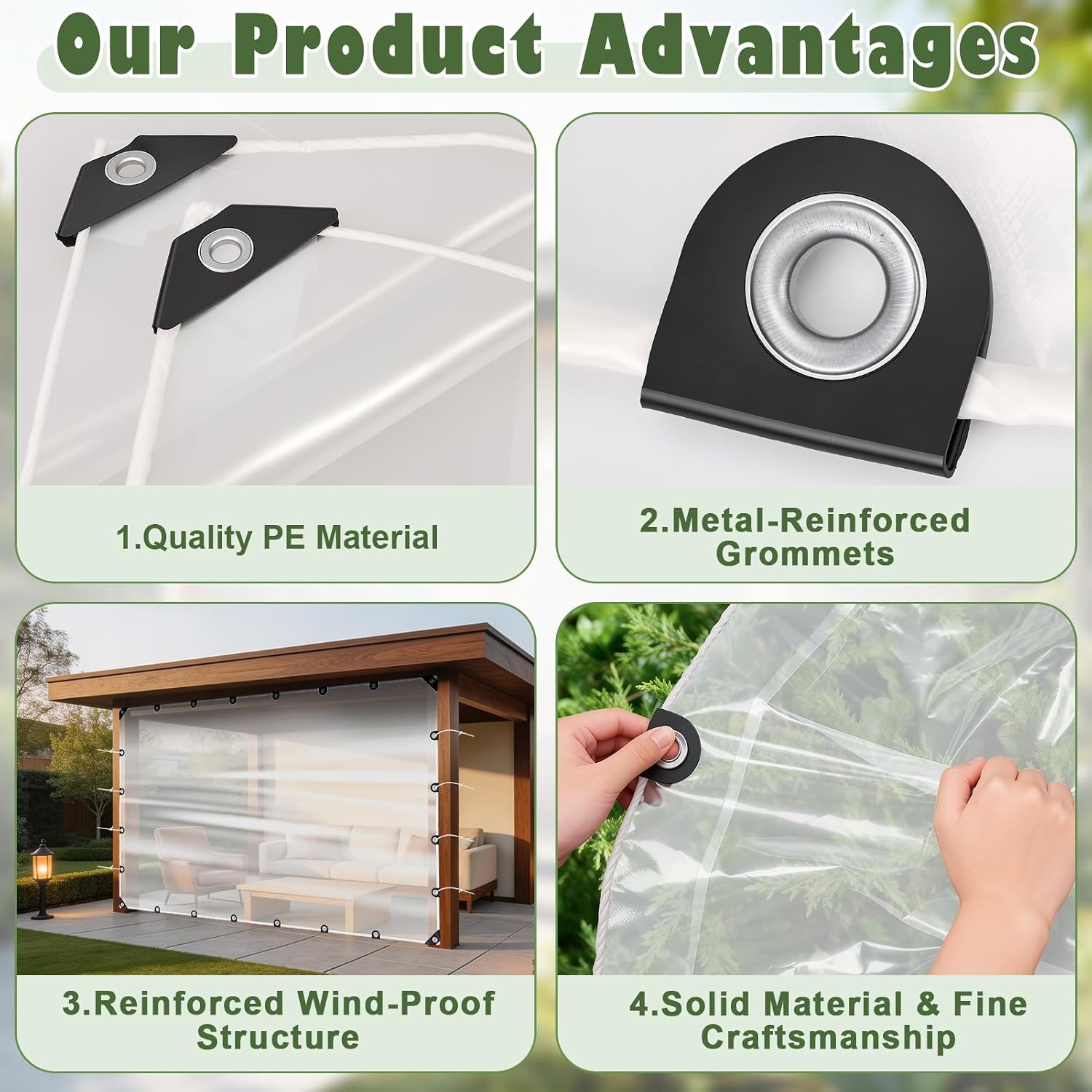 6x10FT Heavy Duty Clear Waterproof Tarp,Outdoor Garden Rainproof Covering image 3