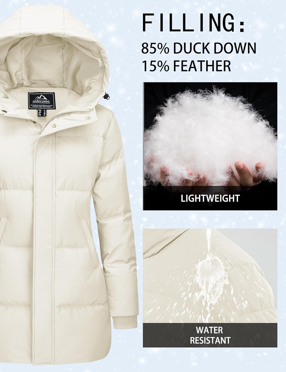 YUCOLEN Women's Down Jacket with Hood Parka Winter Coats Puffer Warm Jackets Waterproof Long Fashion Outwear - Image 7