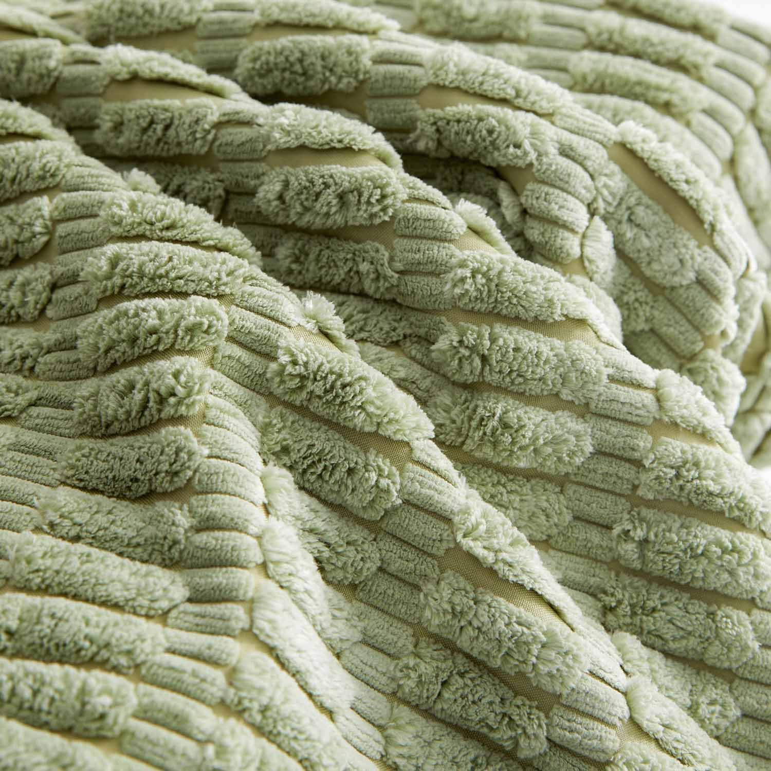 Tennove Cushion Covers 40x40cm Soft Corduroy Square Cushions Pillow Covers Set of 2 Boho Striped Decorative Throw Pillow Cases for Farmhouse Home Sofa Decor Light Green - Image 3