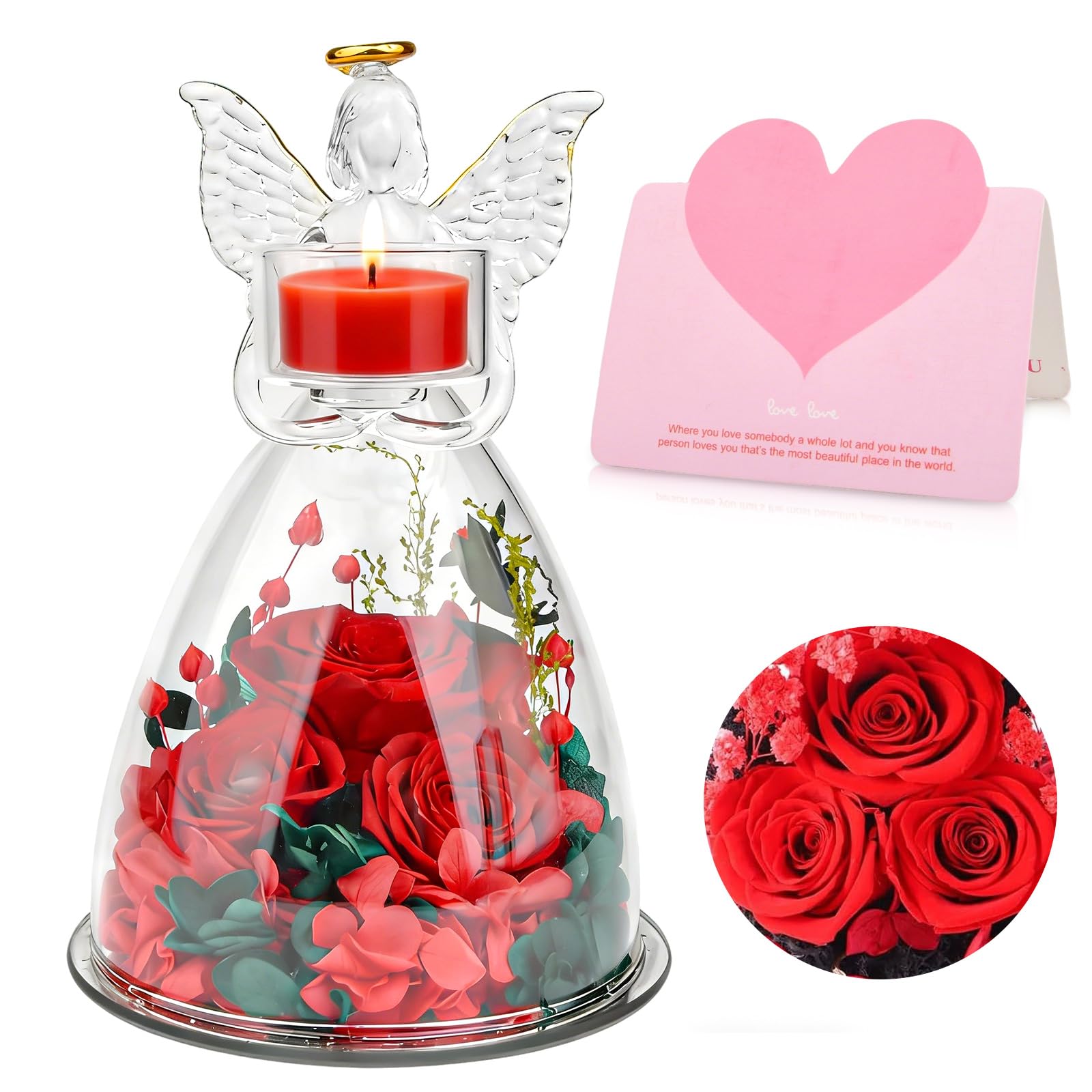 Cadeau d'anniversaire femme : rose éternelle ange pour maman et mamie