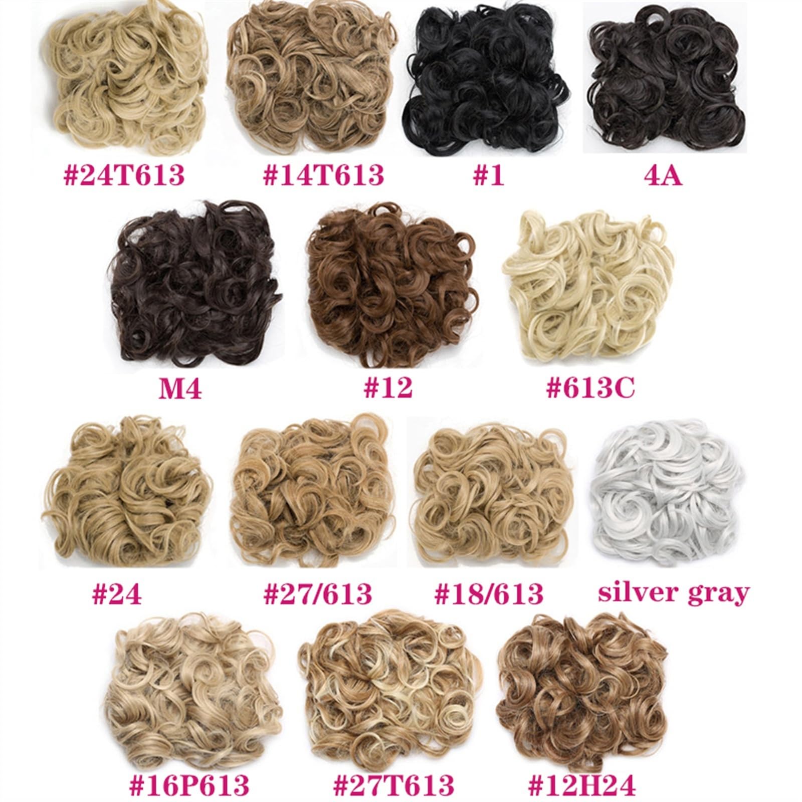 Moño para mujer, pelo sintético, moño de pelo desordenado, clip en extensión de pelo, moño de pelo rizado, moño de cola de caballo con 2 clips de peine para moño de mujer (color: marrón medio)