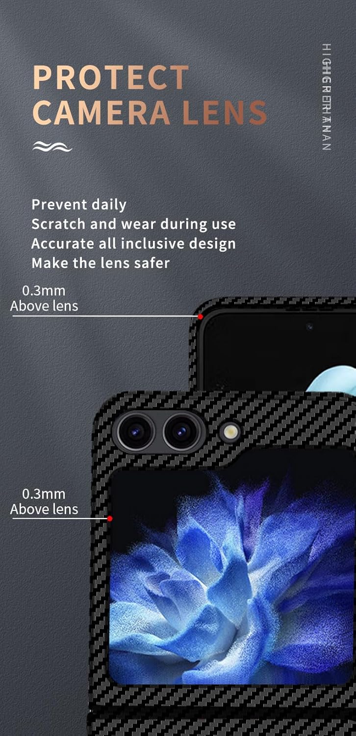 Magnetic Case for Samsung Galaxy Z Flip 7, Compatible with MagSafe Carbon Fiber Slim Thin Lightweight Aramid Fiber PC Back Anti Scratch Drop Protection Rugged Shockproof Cover, Blue&Purple