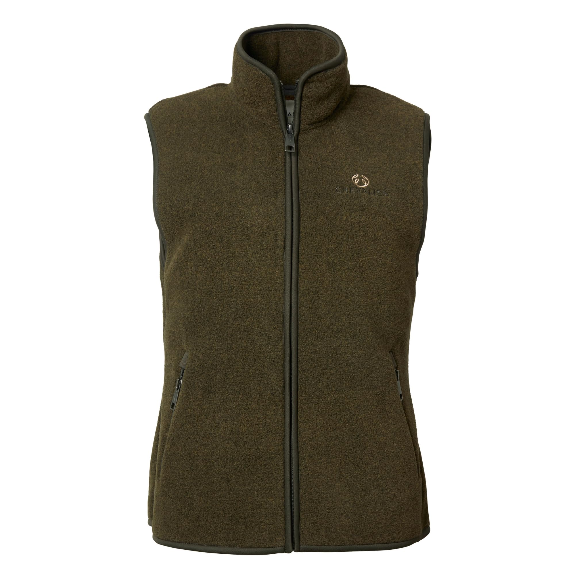 Chevalier Mainstone Fleece Weste Damen – Weiches Fleece, Hoher Kragen mit Kinnschutz – Reißverschlusstaschen vorne, Elastische Abschlüsse – Atmungsaktiv, Wärmend – Skandinavisches Design – Dunkelgrün