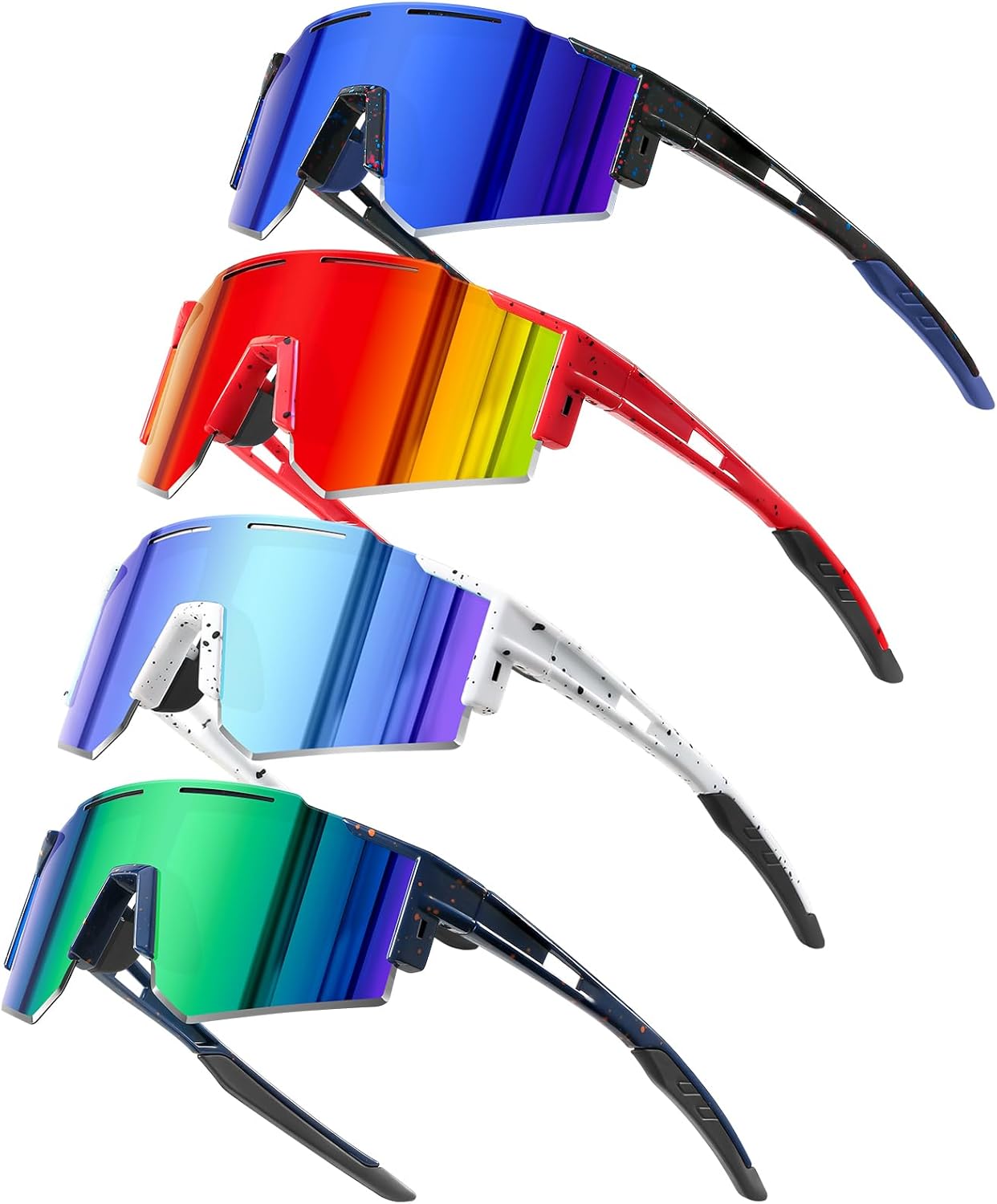 4PACK Kids Sunglasses Polarized Youth Baseball Sunglasses Boys Girls Softball Cycling UV400 Protection Goggles