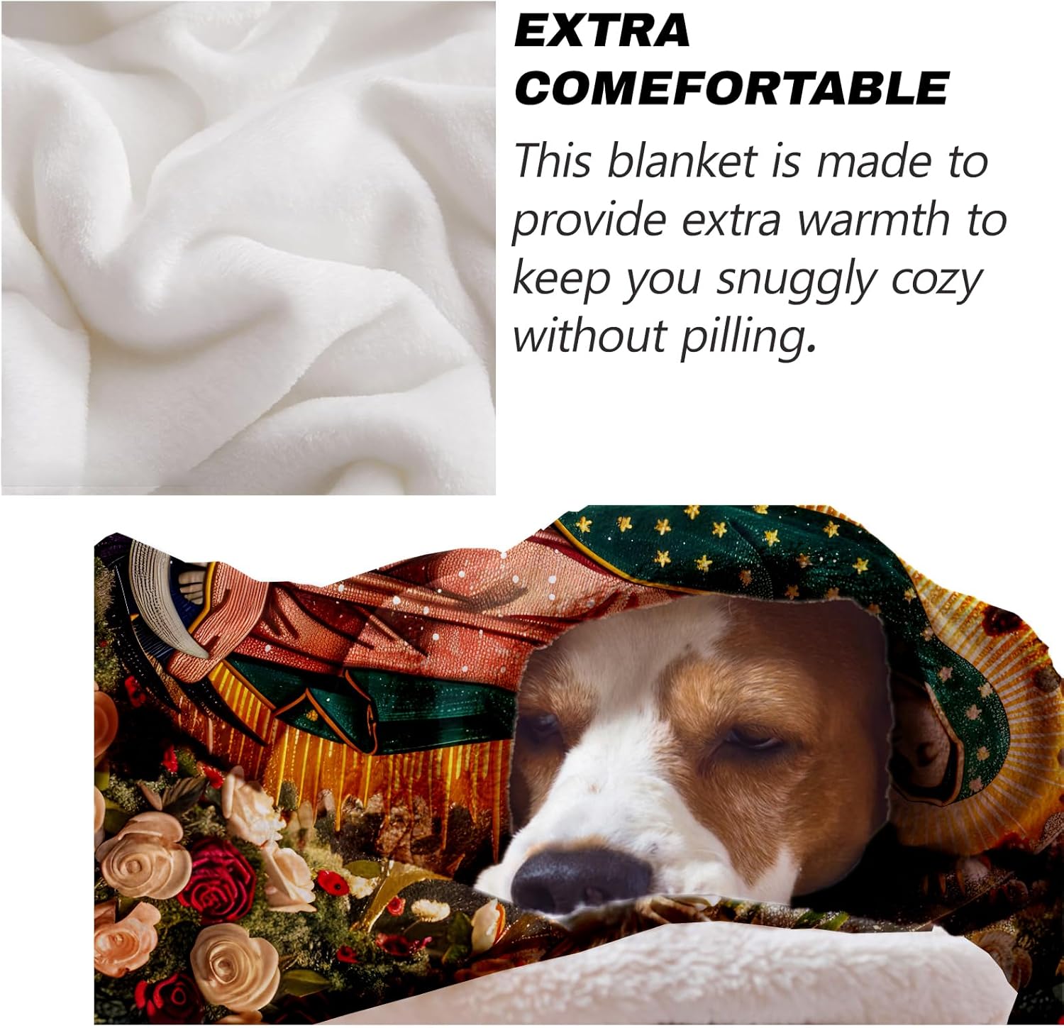 Virgin Mary Throw Blanket for Adults Kids, 50x60 in, Guadalupe Theme Flannel Blankets for Bedroom, Couch, Travel, Home Decor, Fuzzy Soft Cozy Warm Gifts - Image 6