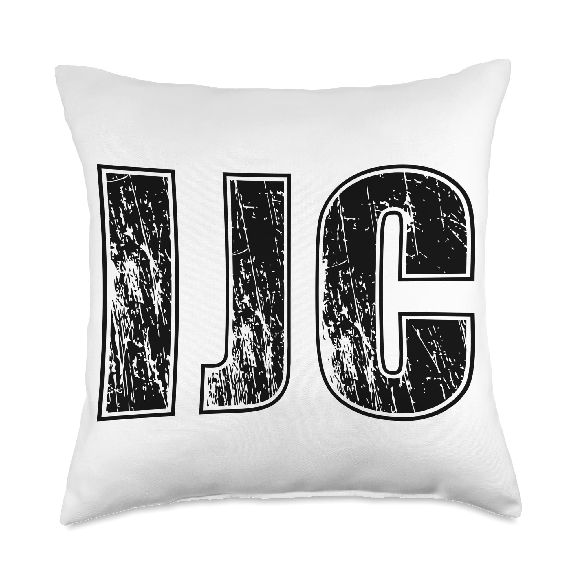 IJC Initials Distressed Lettering Trending Trendy Throw Pillow, 18x18, Multicolor
