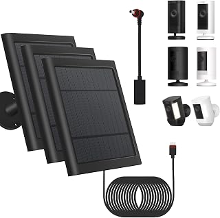3 Pack - Solar Panel for Ring Security Camera Spotlight Cam Plus/Pro(Battery) Stick Up Cam/Pro Wireless Outdoor with 10FT/3M Long Cable Dustproof Waterproof BK