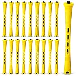 WILLBOND 60 Pcs Perm Rods for Long Hair Plastic Curl Rods Cold Wave Irons Curling Roller for Hair Styling Hairdressing Tools(0.28 Inch,Yellow)