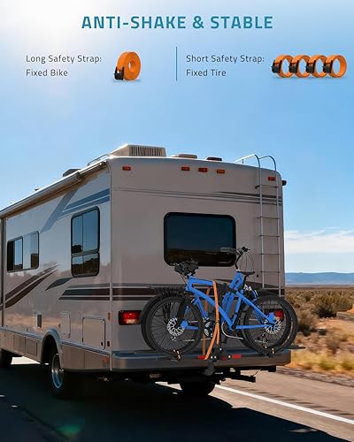 Miniatura 7 de PAULINN Ebike Rack para enganche de remolque, resistente 2 bicicletas, plegable, para automóvil, SUV, para bicicleta eléctrica, neumático grueso y