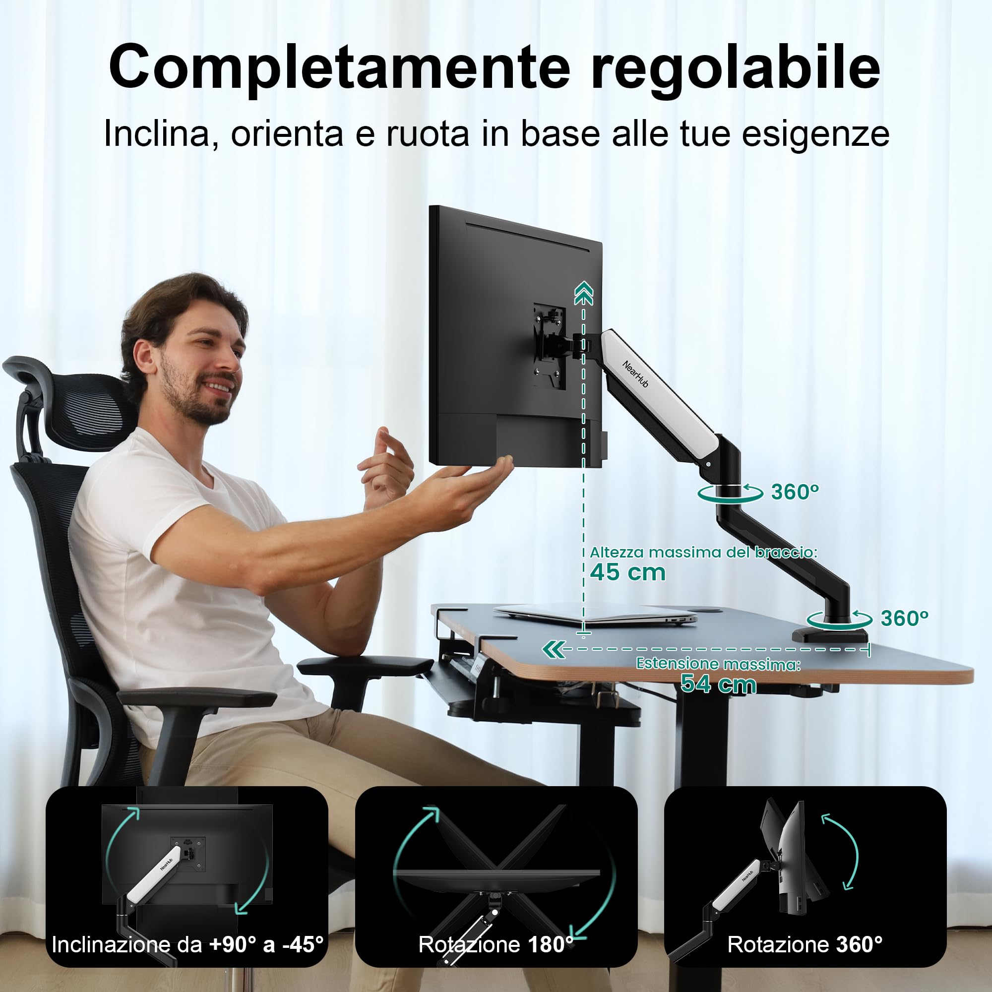 Supporto Per Monitor Da Scrivania Da 19,2 Pollici, Alzata In Legno A