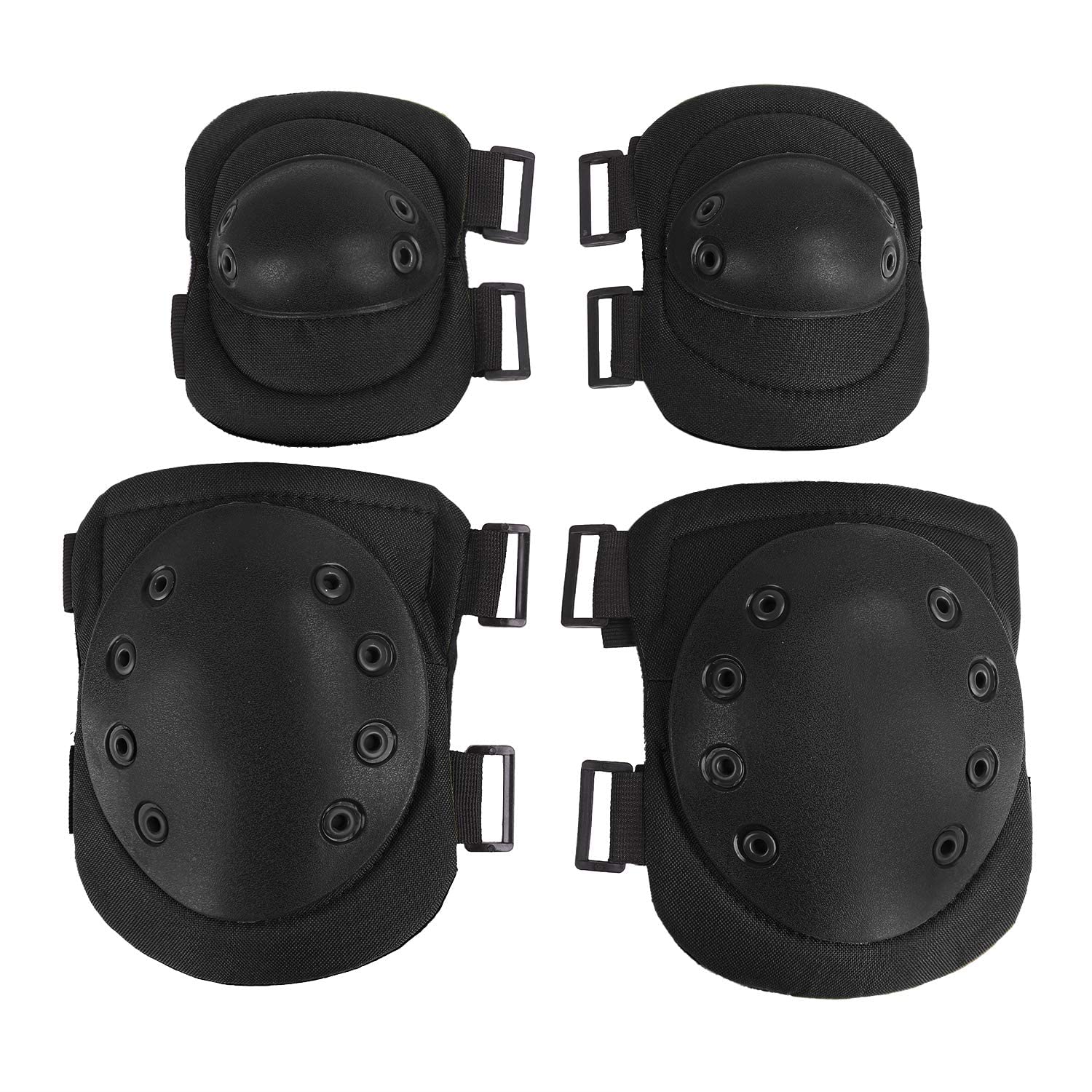 Men Women Adjustable Cycling Knee Braces Elbow Pads Collision Avoidance Knee Elbow Support Guards 4PCS Protector Gear for Skate Roller Blading Inline Skating Skateboard Biking Scooter Riding Sports