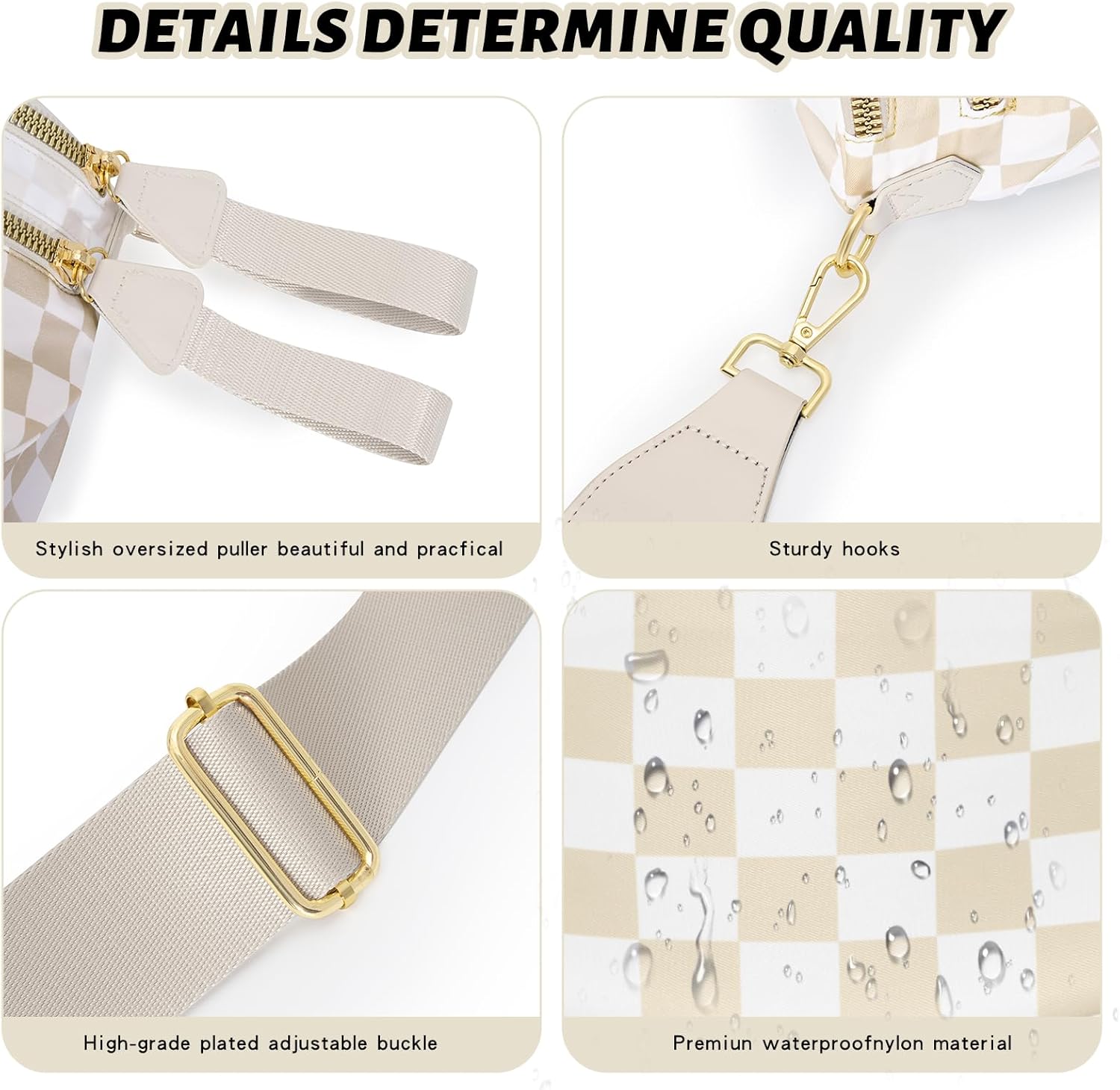 Bum Bag Crossbody Bags for Women Travel Checkered Crossbody Bag - Image 5