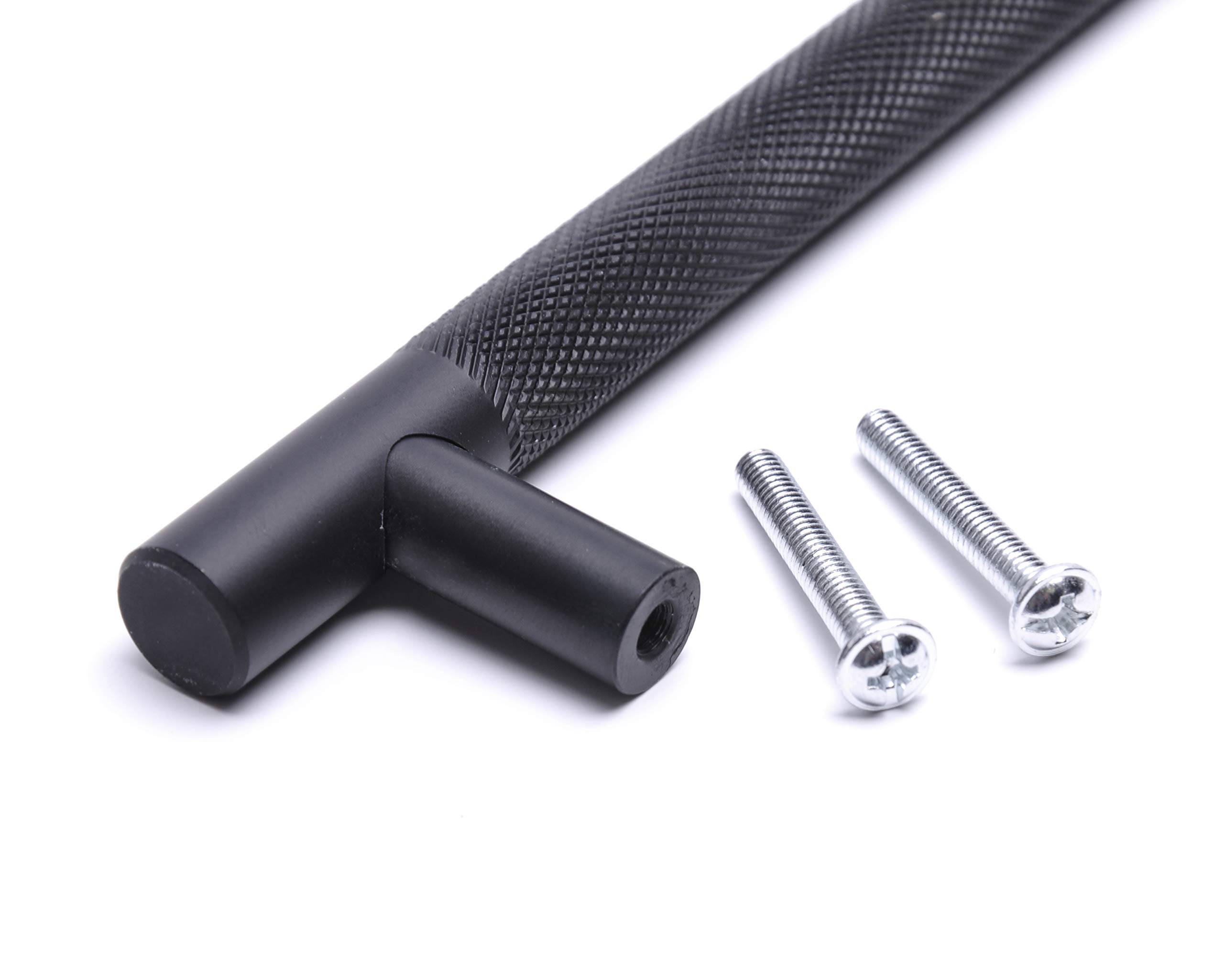 BSM Marketing Black Knurled T Bar Modern Kitchen Cupboard Cabinet Drawer Bar Door Handle Knob Matt Finish (1, 192mm) - Image 4
